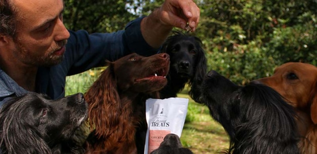 James middleton offering treats to his spaniels