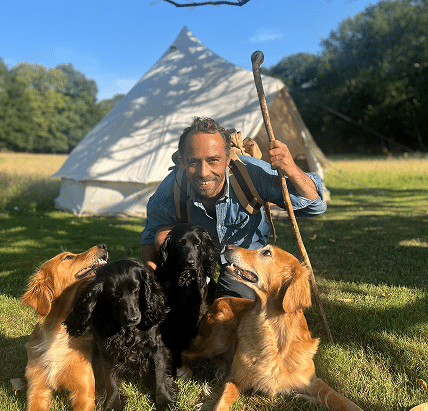 James Middleton camping with his dogs