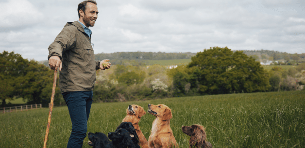 James Middleton walking his working cocker spaniels on an early morning dog walk